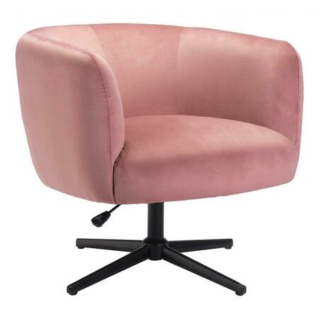 GFANCY FIXTURES 28.3 x 29.5 x 31.5 in. Gusto Glam Pink & Black Swivel Accent Chair GF3670012